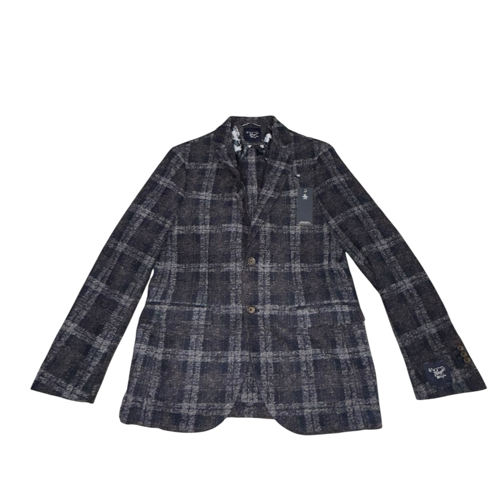 Nwt Original Penguin "Orlan" Slim Fit Sport Coat In A Textured Grey Plaid 36r